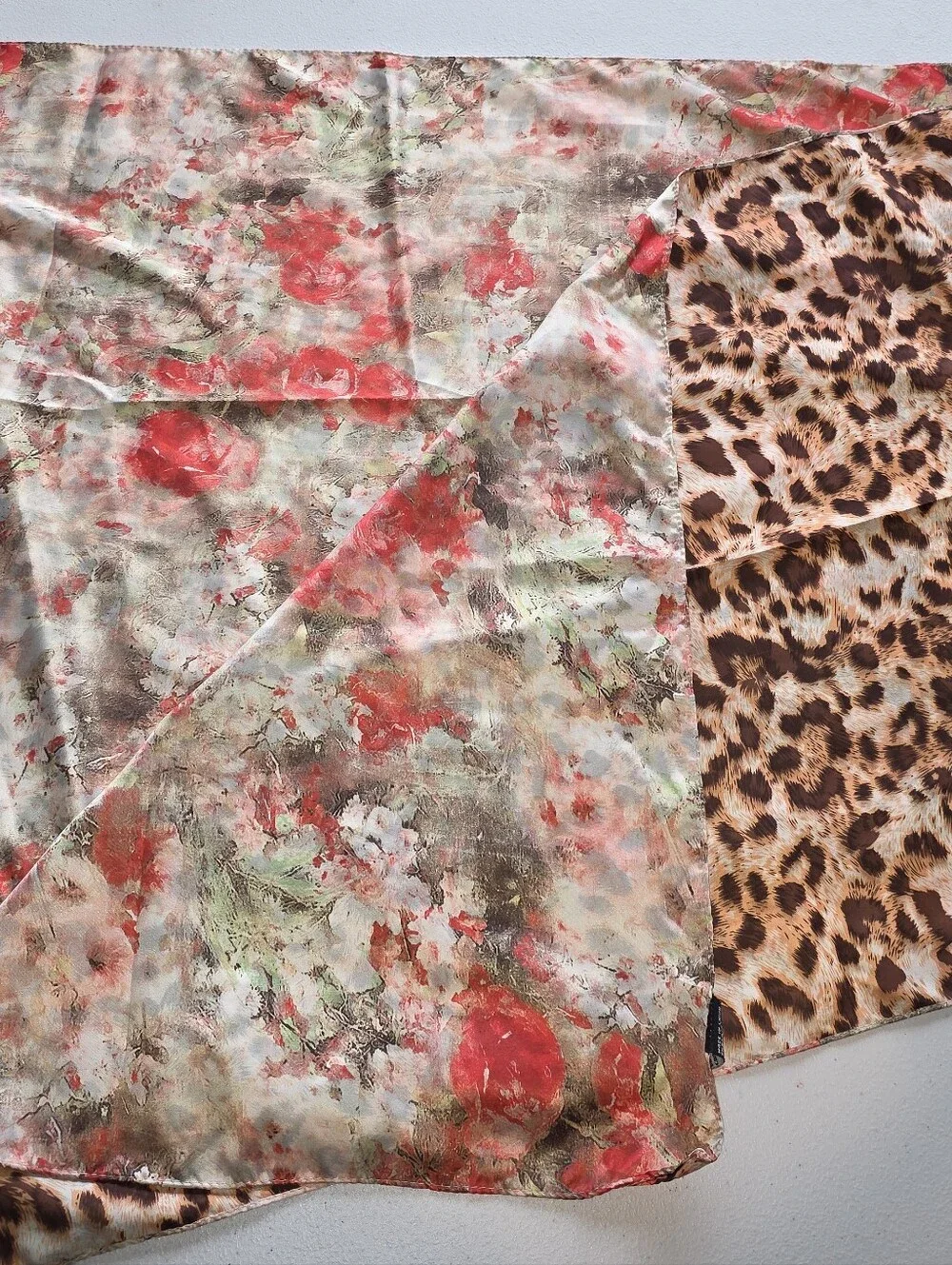 Reversible Silky Scarf Floral and Animal Print